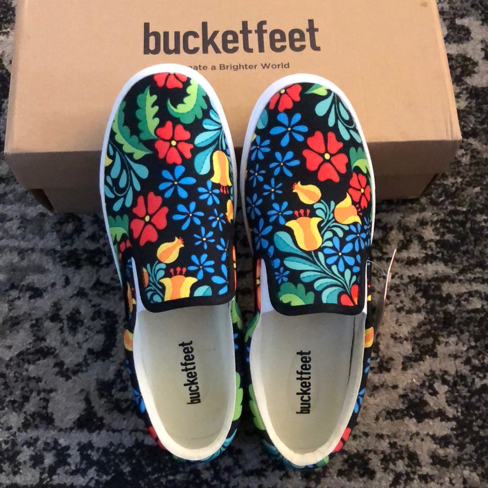 Bucket Feet canvas slip ons Floral